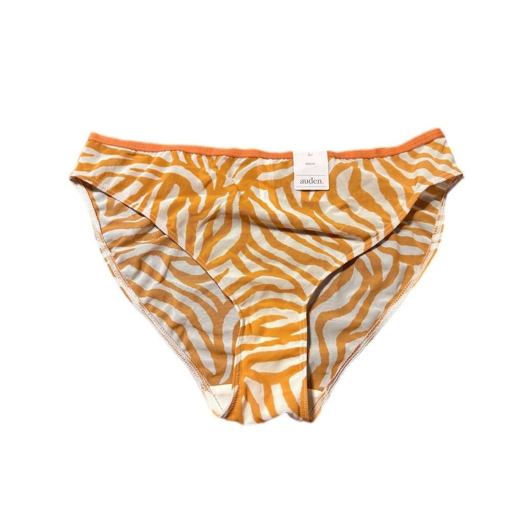 Auden Women's‎ Bikini Panties Orange Zebra Print Mesh Size L